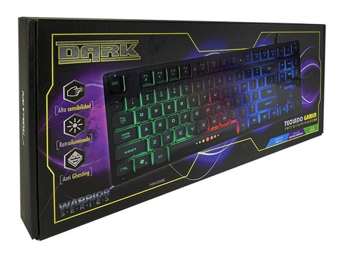 Teclado Gamer Netmak Dark Retroiluminado Compacto Usb Color del teclado Negro Idioma Español Latinoamérica