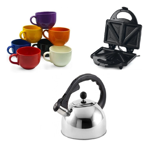Set Breakfast - Tetera, Sanduchera Y Jarros