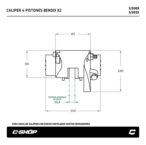 2 Calipers Mordaza De Frenos 4 Pistones Bendix Chevy