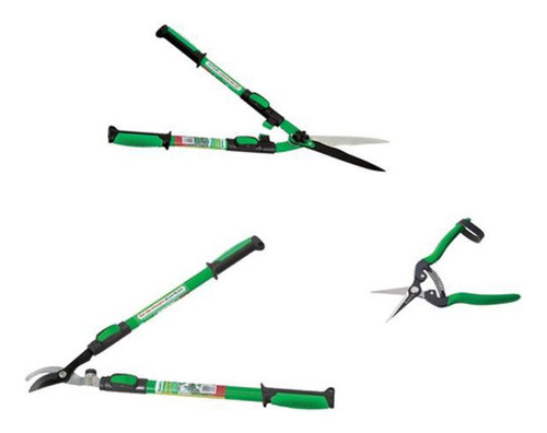 Tijeras, podan ramas, vallas, atrapan la cosecha de fruta