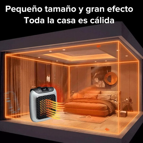 Mini Estufa Calefactor Caloventor Con Control 800w Enchufe Plateado