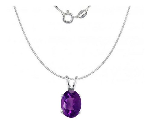Imagem 6 de 7 de Colar Ametista Natural Prata 925 Oval 5x7 - Exclusivo