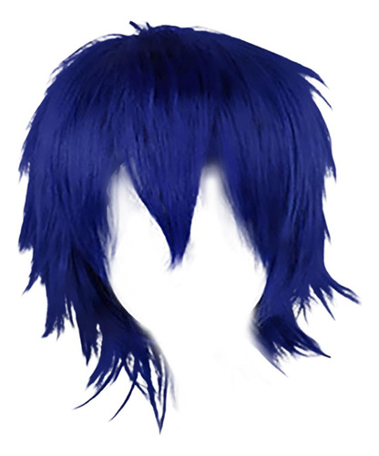 Cosplay Peluca Corta A Capas Moda Resistente Al Azul Azul