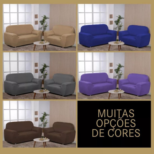 Capa De Sofá Lisa Avulsa 3 Lugares Imediato Cor Tabaco Liso