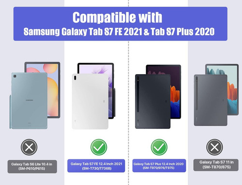 Imagen 3 de 10 de Case Galaxy Tab S7 Plus 12.4 T970 T975 Funda Con Pen Holder