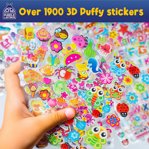 Pegatinas Puffy Púrpura Ladybug 1900 Para Niños De 4 A 8 Año