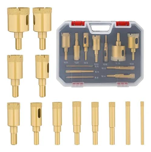Kit 12 Broca Serra Copo Diamantada 6-35mm Vidro Ceramica