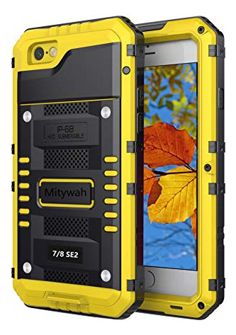 Funda Prueba Agua Para iPhone SE 2020 Amarillo Metal