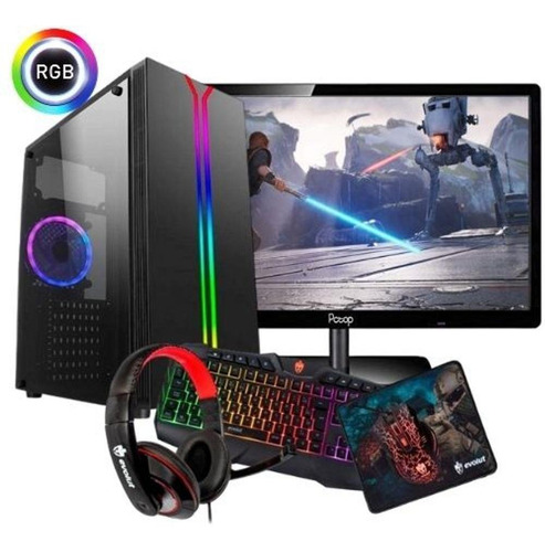 Imagem 1 de 1 de Pc Gamer I3 9100f, 8gb + Kit Monitor Teclado Mouse Headset