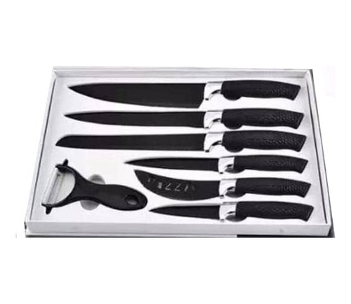 Set Cuchillos 7 Piezas Juego De Cuchillos Cocina Color Negro