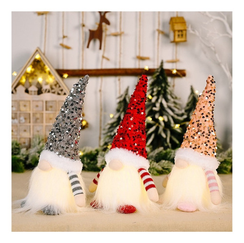Lote 3 Muñecoduende Con Luz Led Mayoreo Navideño Gnomo