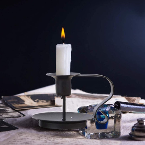 Portavelas De Hierro, 2 Piezas Retro Taper Candelabro Hecho