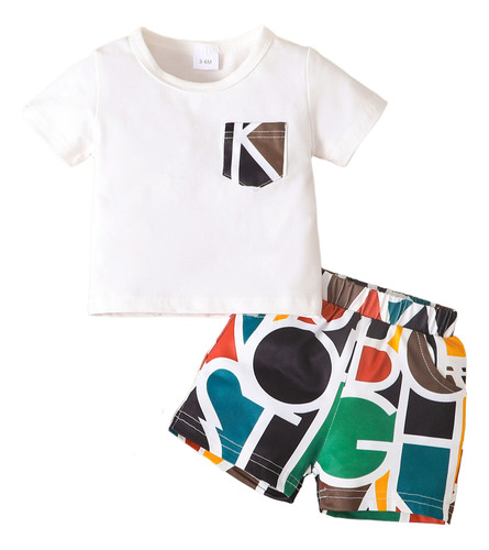 Conjunto Para Bebé 3-12m Con Estampado De Letras Multicolor Blanco 6-9 M