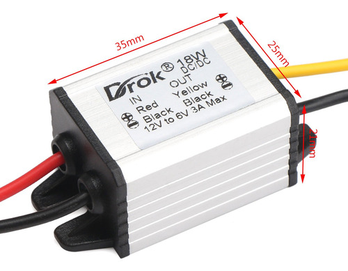 Convertidor Reductor Drok De 12 V A 6 V, 3 A, 18 W, Resisten