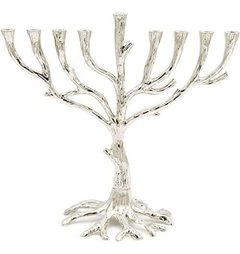 Tree Of Life Menorah Rustic Gold Finish For Hanukkah (rustic