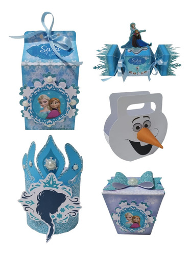Kit Personalizados Festa Frozen Sacola Olaf Vestidos 3d 30pç