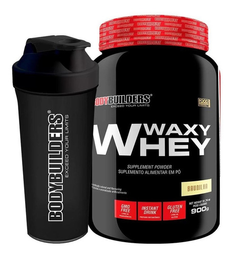 Kit Waxy Whey Protein 900g + Coqueteleira - Bodybuilders Sabor Chocolate