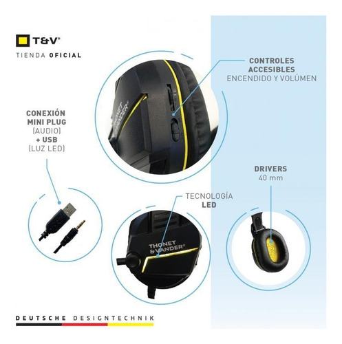 Auricular Cascos Gamer Thonet & Vander Vx70 - Queoferta.uy