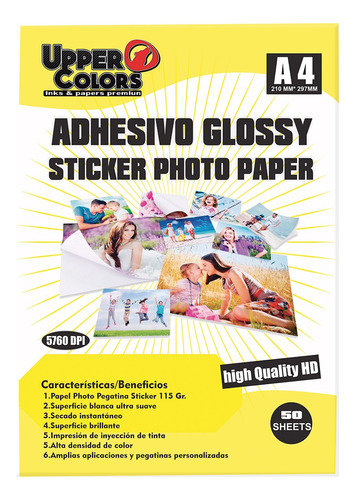 Papel Fotográfico Adhesivo Glossy A4 115 Gr.x5 Remas Con Iva