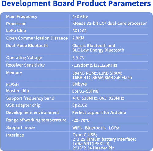 Modulo De Comunicación Lora Esp32 V3 Batería 3000mah 863-928