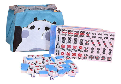 Mini Juego De Mahjong Chino Con 144 Mini Fichas Para Azul
