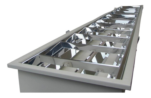 Luminaria Calha Comercial de Teto Embutir Aleta P/2 Lampadas Led T8 18W 120cm