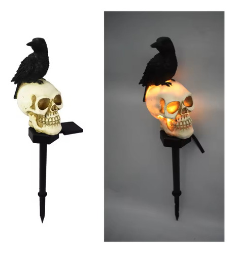 Lámpara Recargable Solar Diseño Halloween Con Estaca Jardin Clavera Cuervo