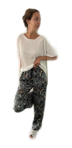 Imagen 2 de 4 de Pantalon Pijama Joelle Saten Estampado Elegante Jelue
