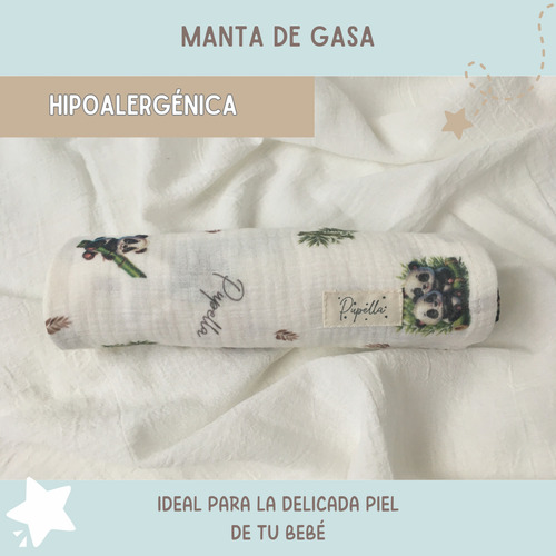 Manta Gasa Bebé Suave Algodon Estampado Muselina Recibidora Panditas