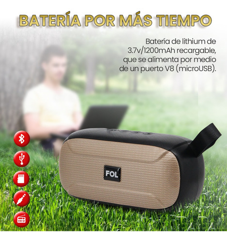 Bocina Portatil Bt Fm Sd Usb Recargable Negro