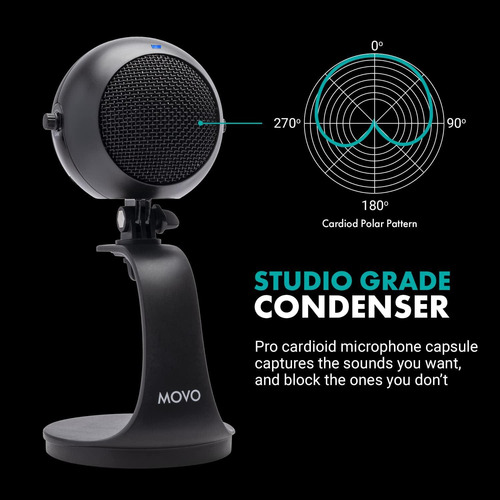 Micrófono Usb Movo Webmic Negro - Condensador Cardioide