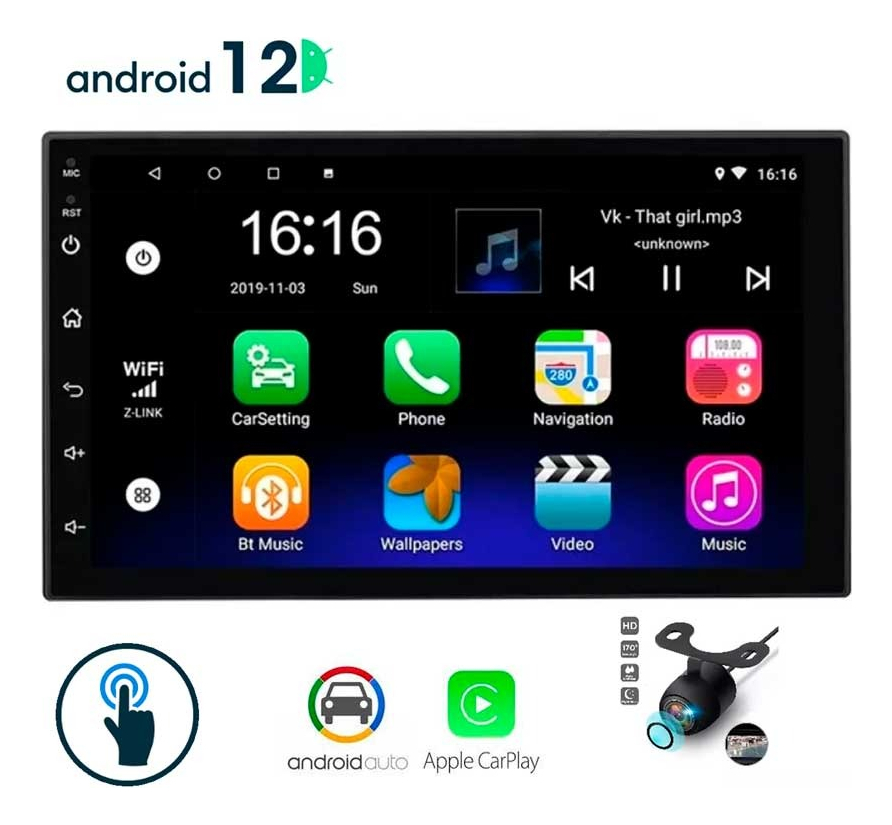 Radio Auto Pantalla 7'' Tactil Multimedia Carplay +camara