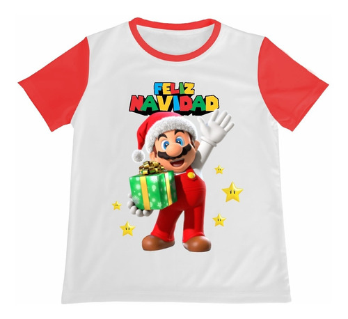 Franela Camisa Niño Feliz Navidad Super Mario 