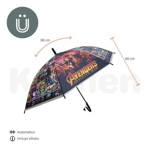 Imagen 2 de 9 de Paraguas Para Lluvia Con Silbato Infantil Automatico