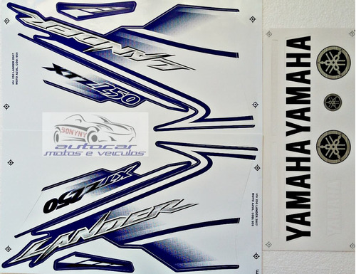 Kit Jogo Faixa Adesivo Yamaha Xtz 250 Lander 2007 Azul