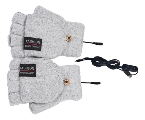 2024 Winter Usb Heating Half Finger Gloves Mitten Mitten