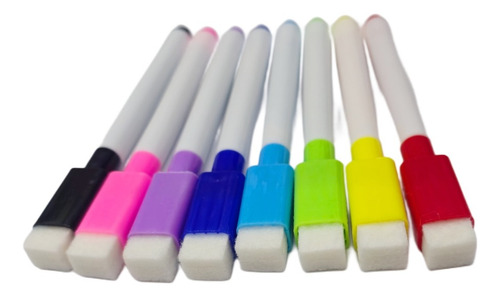 80 Plumones Para Pizarrón Con Borrador Delgados 8 Colores Mixto