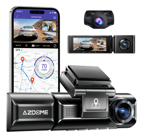 Câmera traseira interna frontal Dash Cam M550 Azdome Com Cartão SD 64GB