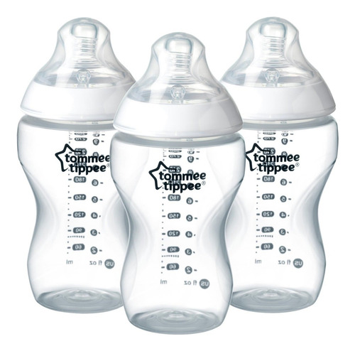 Biberones Tommee Tippee Closer To Nature, 3 Count, Transpare