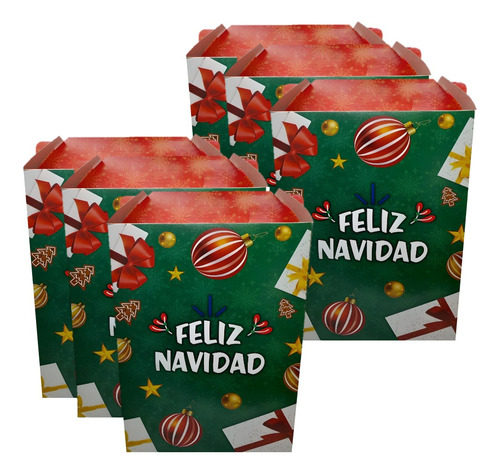 Caja Estuche Regalo Anchetas Lonchera Colores Navidad X 6 U