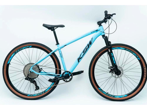 Bicicleta Aro 29 Bike Ksw Mtb 12v Marchas K7 Alumínio Cor Azul Claro -ad Pto Tamanho Do Quadro 19