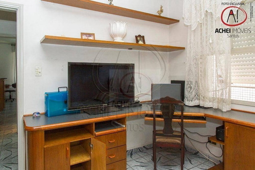 Apartamento À Venda, A 1 Quadra Da Praia Com 3 Dormitórios, 2 Vagas, 132 M² Por R$ 585.000 - José Menino - Santos/sp - Ap10375