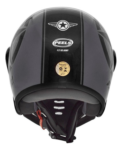 Imagem 4 de 4 de Capacete Para Moto Escamoteável Peels F-21 Preto-chumbo Army Us Tamanho 58