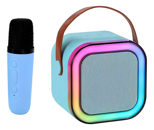 Parlante Portátil Bluetooth Con Micrófono Karaoke Celeste