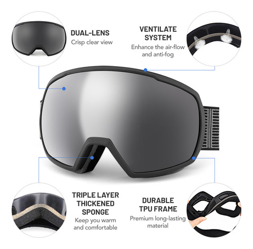S Gafas De Esquí Para Hombre, Gafas De Nieve Uv, Anti Esquí