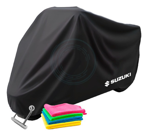 Cobertor Impermeable Moto Suzuki Gn En + 4 Paños Microfibra 