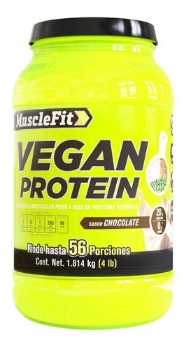 Proteina Vegana Vegan Protein Musclefit 4lb 56 Servicios Sabor Chocolate