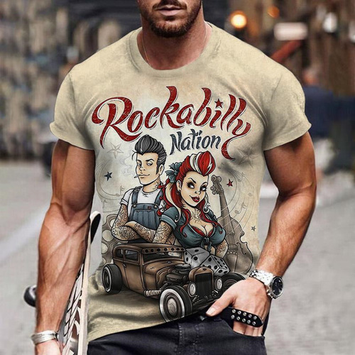 2024 Vintage Route 66 Biker Camiseta De Calle Con Estampado