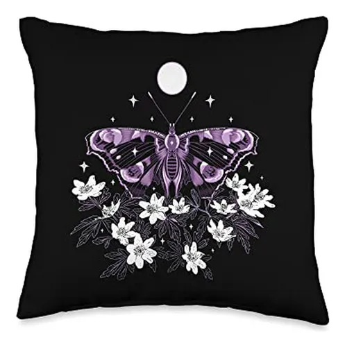 Cozy Butterfly & Anemone Spring Moth Throw Pillow