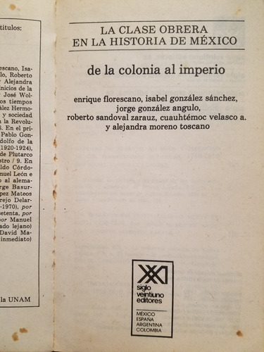 La Clase Obrera En La Historia De México De La Colonia (Usado)